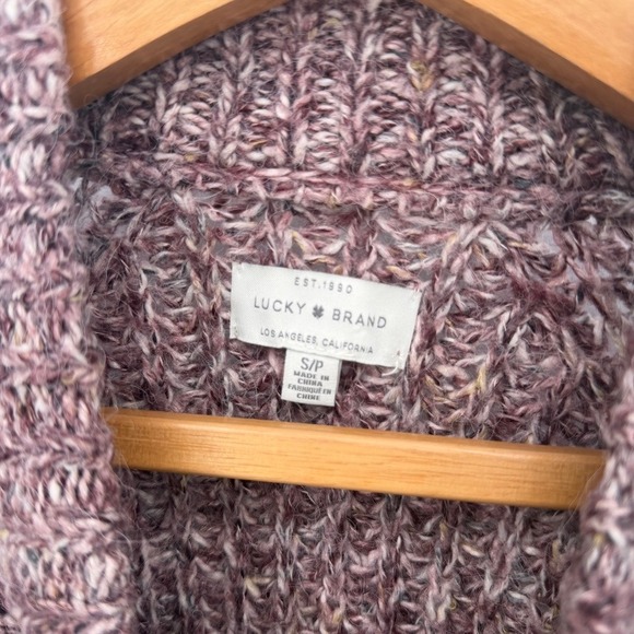 Lucky Brand Purple Marled Cable Knit Raglan Sweater Small Pink Cabin Core - Picture 6 of 8